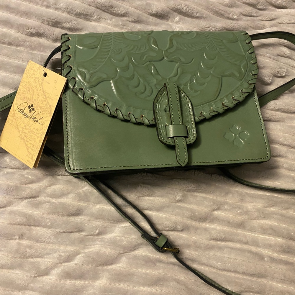 Patricia Nash Sage Green Leather Crossbody Bag